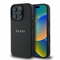 Guess Grained Ring MagSafe - Etui iPhone 16 Pro (czarny)