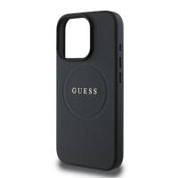 Guess Grained Ring MagSafe - Etui iPhone 16 Pro (czarny)