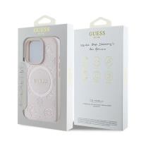 Guess Saffiano Peony Classic Logo MagSafe - Etui iPhone 16 Pro (różowy)