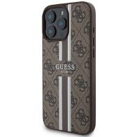 Guess 4G Printed Stripes MagSafe - Etui iPhone 16 Pro Max (brązowy)