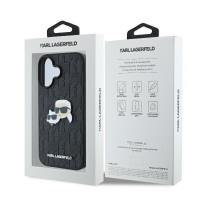 Karl Lagerfeld Monogram Karl & Chaoupette Head Pin - Etui iPhone 16 Plus (czarny)