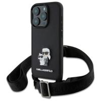 Karl Lagerfeld Saffiano Karl & Choupette Metal Pin CBDY Strap - Etui iPhone 16 Pro Max (czarny)