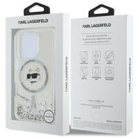 Karl Lagerfeld Liquid Glitter Choupette Head MagSafe - Etui iPhone 16 Pro (przezroczysty)