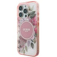 Guess IML Flower & Tonal Circle MagSafe - Etui iPhone 16 Pro (różowy)