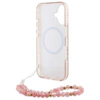 Guess IML Flowers Allover Electro With Pearl Strap MagSafe - Etui iPhone 16 Plus (różowy)