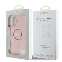 Guess IML Rhinestones MagSafe - Etui iPhone 16 Plus (różowy)