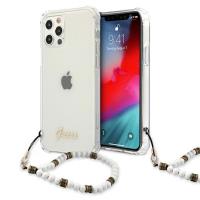 Guess White Pearl Strap - Etui iPhone 12 / iPhone 12 Pro (przezroczysty)