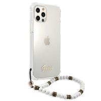 Guess White Pearl Strap - Etui iPhone 12 / iPhone 12 Pro (przezroczysty)