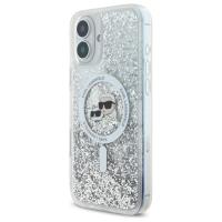 Karl Lagerfeld Liquid Glitter Karl & Choupette Head MagSafe - Etui iPhone 16 (przezroczysty)