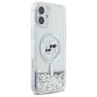 Karl Lagerfeld Liquid Glitter Karl & Choupette Head MagSafe - Etui iPhone 16 (przezroczysty)