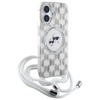 Karl Lagerfeld IML Crossbody Monogram Karl & Choupette Head MagSafe - Etui iPhone 16 (przezroczysty)