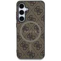 Guess Leather 4G Colored Ring Classic Logo MagSafe - Etui do Samsung Galaxy S25 (brązowy)
