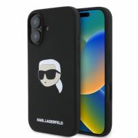 Karl Lagerfeld Silicone Karl Head Print MagSafe - Etui iPhone 16 (czarny) Karl Lagerfeld Silicone Karl Head Print MagSafe - Etui iPhone 16 (czarny)