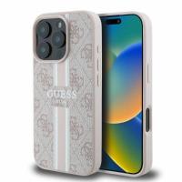Guess 4G Printed Stripes MagSafe - Etui iPhone 16 Pro (różowy)