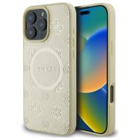 Guess Saffiano Peony Classic Logo MagSafe - Etui iPhone 16 Pro Max (złoty)