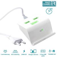 PURO Fast Dual-USB Charging Station - Uniwersalna sieciowa stacja ładująca 4.8 A, 2 x USB w/stand up (biały) PURO Fast Dual-USB Charging Station - Uniwersalna sieciowa stacja ładująca 4.8 A, 2 x USB w/stand up (biały)