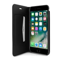 PURO Booklet Wallet Case - Etui iPhone 8 Plus / 7 Plus / 6s Plus / 6 Plus z kieszenią na kartę + stand up (czarny)