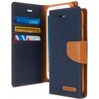 Mercury Canvas Diary - Etui iPhone 7 Plus z kieszeniami na karty + stand up (granatowy/camel) Mercury Canvas Diary - Etui iPhone 7 Plus z kieszeniami na karty + stand up (granatowy/camel)