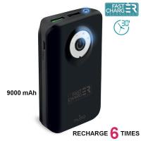 PURO Universal External Fast Charger Battery - Uniwersalny Power Bank z latarką 9000 mAh, 2 x USB, 2.4 A (czarny) PURO Universal External Fast Charger Battery - Uniwersalny Power Bank z latarką 9000 mAh, 2 x USB, 2.4 A (czarny)