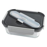 BUILT Gourmet Glass Bento Set - Szklany pojemnik na lunch z kompletem sztućców (Black)