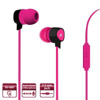 PURO Prisma Earphones - Słuchawki z płaskim kablem z mikrofonem i pilotem (różowy)