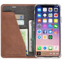Krusell Sunne 4 Card FolioWallet - Skórzane etui iPhone X z kieszeniami na karty + stand up (Cognac)
