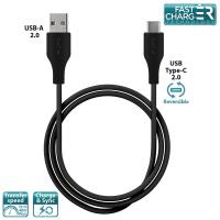 PURO Plain - Kabel USB-C 2.0 na USB-A 2.0 do ładowania & synchronizacji danych, 2A, 480 Mbps, 1m (czarny)