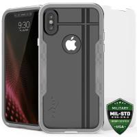 Zizo Shock Case - Pancerne etui iPhone X z hartowanym szkłem na ekran (Silver/Gray)