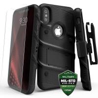 Zizo Bolt Cover - Pancerne etui iPhone Xs / X ze szkłem 9H na ekran + podstawka & uchwyt do paska (Black/Black) Zizo Bolt Cover - Pancerne etui iPhone Xs / X ze szkłem 9H na ekran + podstawka & uchwyt do paska (Black/Black)