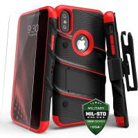 Zizo Bolt Cover - Pancerne etui iPhone X szkłem 9H na ekran + podstawka & uchwyt do paska (Black/Red) Zizo Bolt Cover - Pancerne etui iPhone X szkłem 9H na ekran + podstawka & uchwyt do paska (Black/Red)
