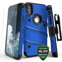 Zizo Bolt Cover - Pancerne etui iPhone X szkłem 9H na ekran + podstawka & uchwyt do paska (Blue/Black) Zizo Bolt Cover - Pancerne etui iPhone X szkłem 9H na ekran + podstawka & uchwyt do paska (Blue/Black)