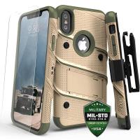 Zizo Bolt Cover - Pancerne etui iPhone Xs / X ze szkłem 9H na ekran + podstawka & uchwyt do paska (Desert Tan/Camo Green) Zizo Bolt Cover - Pancerne etui iPhone Xs / X ze szkłem 9H na ekran + podstawka & uchwyt do paska (Desert Tan/Camo Green)