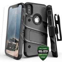 Zizo Bolt Cover - Pancerne etui iPhone X szkłem 9H na ekran + podstawka & uchwyt do paska (Gun Metal Gray) Zizo Bolt Cover - Pancerne etui iPhone X szkłem 9H na ekran + podstawka & uchwyt do paska (Gun Metal Gray)