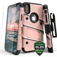 Zizo Bolt Cover - Pancerne etui iPhone X szkłem 9H na ekran + podstawka & uchwyt do paska (Rose Gold/Black) Zizo Bolt Cover - Pancerne etui iPhone X szkłem 9H na ekran + podstawka & uchwyt do paska (Rose Gold/Black)