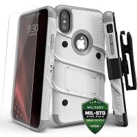 Zizo Bolt Cover - Pancerne etui iPhone X szkłem 9H na ekran + podstawka & uchwyt do paska (White/Gray) Zizo Bolt Cover - Pancerne etui iPhone X szkłem 9H na ekran + podstawka & uchwyt do paska (White/Gray)