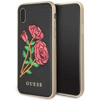 Guess Flower Desire - Etui iPhone X (czarny)