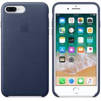 Apple Leather Case - Skórzane etui iPhone 8 Plus / 7 Plus (nocny błękit)
