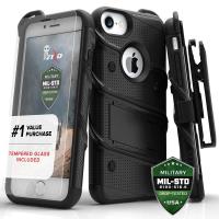 Zizo Bolt Cover - Pancerne etui iPhone 8 / 7 / 6s / 6 ze szkłem 9H na ekran + podstawka & uchwyt do paska (czarny) Zizo Bolt Cover - Pancerne etui iPhone 8 / 7 / 6s / 6 ze szkłem 9H na ekran + podstawka & uchwyt do paska (czarny)