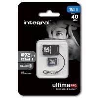 Integral UltimaPro - Karta pamięci 16GB microSDHC/XC 40MB/s Class 10 UHS-I U1 + USB Card Reader Integral UltimaPro - Karta pamięci 16GB microSDHC/XC 40MB/s Class 10 UHS-I U1 + USB Card Reader