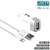 PURO Mini Car Fast Charger - Ładowarka samochodowa 5 V / 2.4 A - 12 W + kabel Lightning MFi 1 m (biały) PURO Mini Car Fast Charger - Ładowarka samochodowa 5 V / 2.4 A - 12 W + kabel Lightning MFi 1 m (biały)