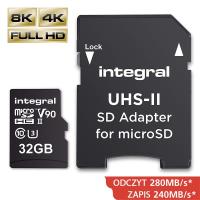 Integral UltimaPro X2 - Karta pamięci 32GB microSDHC/XC 280/240 MB/s Class 10 UHS-II + Adapter Integral UltimaPro X2 - Karta pamięci 32GB microSDHC/XC 280/240 MB/s Class 10 UHS-II + Adapter
