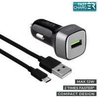 PURO Car Fast Charger - Uniwersalna ładowarka samochodowa USB 2.4 A + kabel micro USB 1 m, 12 W (czarny) PURO Car Fast Charger - Uniwersalna ładowarka samochodowa USB 2.4 A + kabel micro USB 1 m, 12 W (czarny)