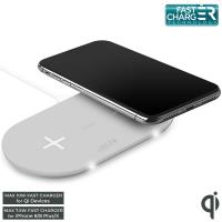 PURO Fast Wireless Dual Dock - Bezprzewodowa ładowarka indukcyjna Qi do iPhone i Android, 2x10 W (biały) PURO Fast Wireless Dual Dock - Bezprzewodowa ładowarka indukcyjna Qi do iPhone i Android, 2x10 W (biały)