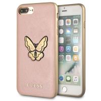 Guess Butterfly Saffiano - Etui iPhone 8 Plus / 7 Plus (różowy/złoty)