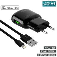 PURO Mini Travel Fast Charger - Ładowarka sieciowa USB + kabel Lightning MFi 1 m, 2,4 A, 12 W (czarny) PURO Mini Travel Fast Charger - Ładowarka sieciowa USB + kabel Lightning MFi 1 m, 2,4 A, 12 W (czarny)