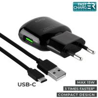 PURO Travel Fast Charger - Ładowarka sieciowa USB + kabel USB-C 1 m, 3.0 A, 15 W (czarny) PURO Travel Fast Charger - Ładowarka sieciowa USB + kabel USB-C 1 m, 3.0 A, 15 W (czarny)