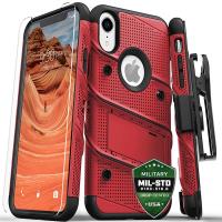 Zizo Bolt Cover - Pancerne etui iPhone XR ze szkłem 9H na ekran + podstawka & uchwyt do paska (Red/Black) Zizo Bolt Cover - Pancerne etui iPhone XR ze szkłem 9H na ekran + podstawka & uchwyt do paska (Red/Black)