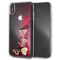 Guess Liquid Glitter Hearts - Etui iPhone Xs Max (malinowy) Guess Liquid Glitter Hearts - Etui iPhone Xs Max (malinowy)