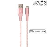 PURO Fabric K2 - Kabel w oplocie heavy duty USB-A/Lightning MFi 1,2m (Rose Gold)