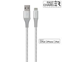 PURO Fabric K2 - Kabel w oplocie heavy duty USB-A/Lightning MFi 1,2m (Silver) PURO Fabric K2 - Kabel w oplocie heavy duty USB-A/Lightning MFi 1,2m (Silver)